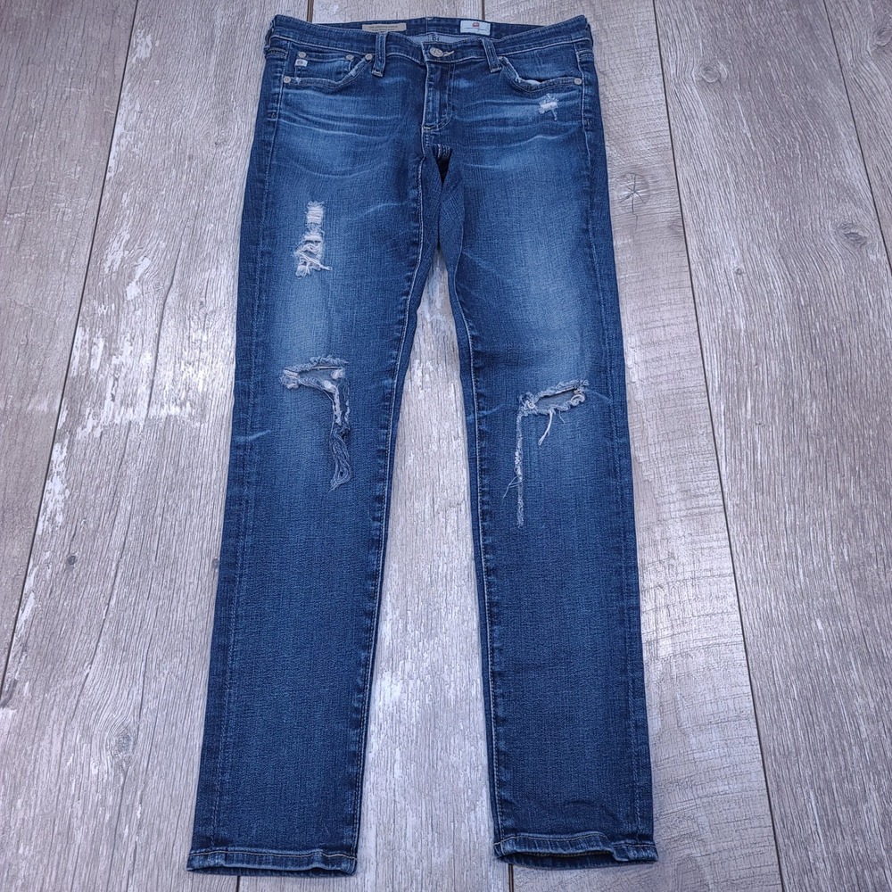 AG Adriano Goldschmied Women’s Skinny Ripped Dark Blue Jeans